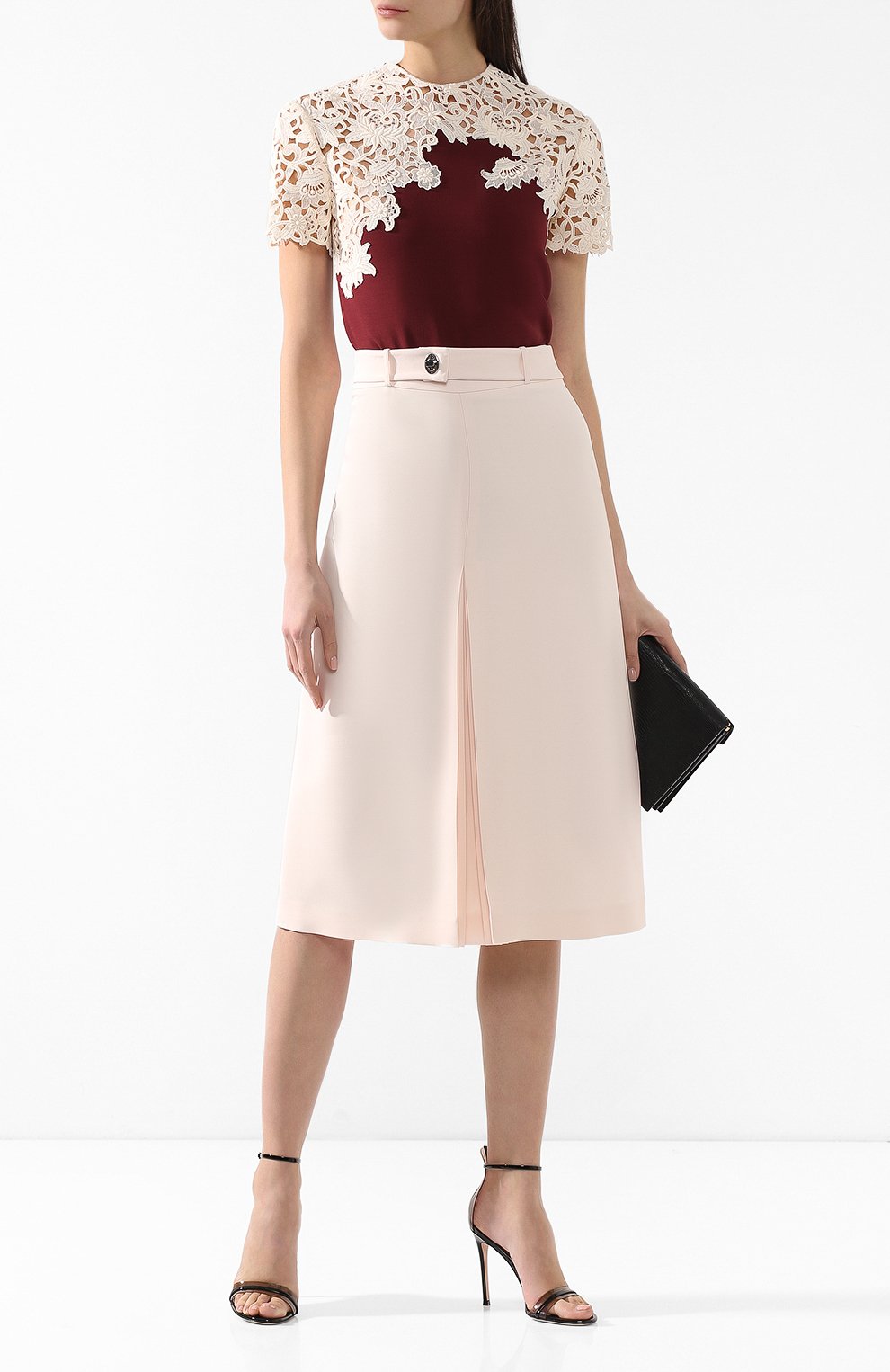 Хлопковый топ VALENTINO бордового цвета по цене 241000 руб., арт. RB0AE3R51CF, фото 2 Хлопковый топ VALENTINO, арт. RB0AE3R51CF, фото 2