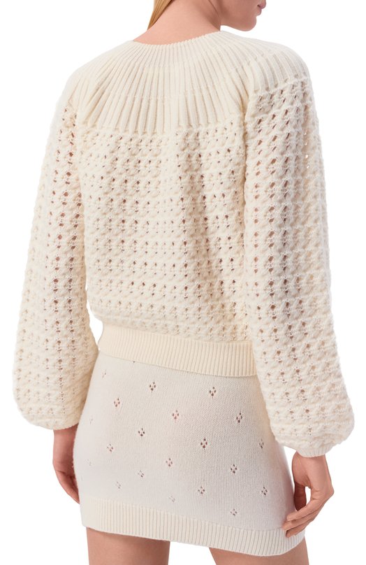 Кардиган из шерсти и кашемира Chloé CH25WMP07590 Кремовый  CH25WMP07590 Фото 4