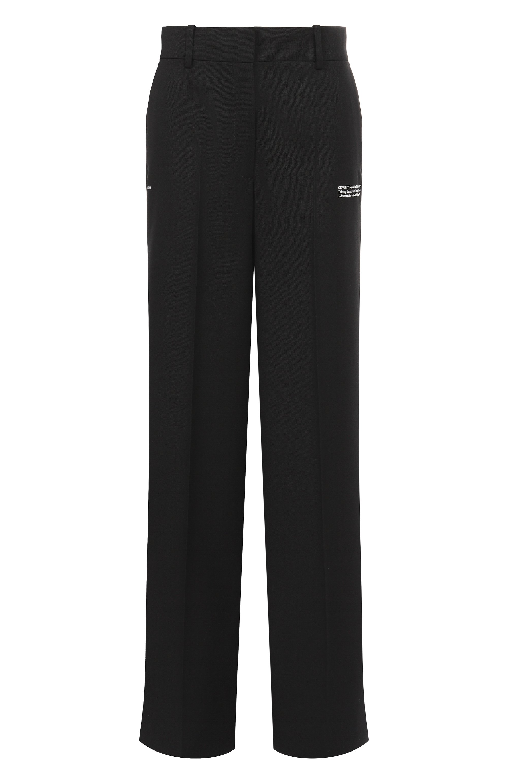 Шерстяные брюки OFF-WHITE черного цвета по цене 103500 руб., арт. 0WCA174C99FAB0021001, фото 1 Шерстяные брюки OFF-WHITE, арт. 0WCA174C99FAB0021001, фото 1