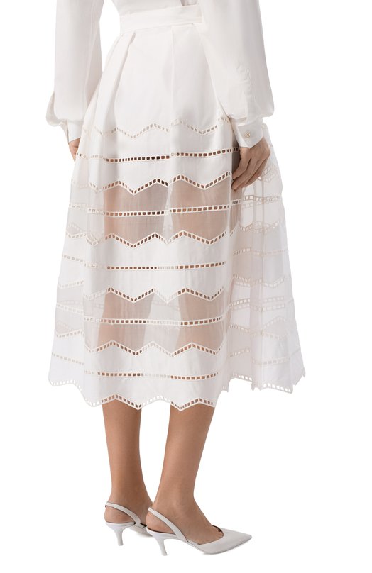 Юбка из хлопка и шелка Elie Saab SK276NR26/CES01 Белый  SK276NR26/CES01 Фото 4