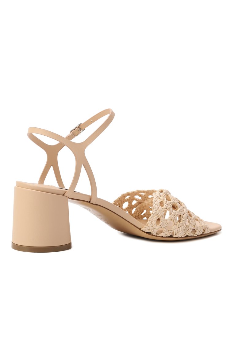 Женские кожаные босоножки cleo lovers 50 CASADEI светло-бежевого цвета, арт. 1L370J0501/T0516 | Фото 5 (Каблук высота: Средний; Подошва: Плоская; Материал внешний: Натуральная кожа; Автоматизация ТО: Проставлено; Автоматизация состава: Проставлено; Каблук тип: Устойчивый)