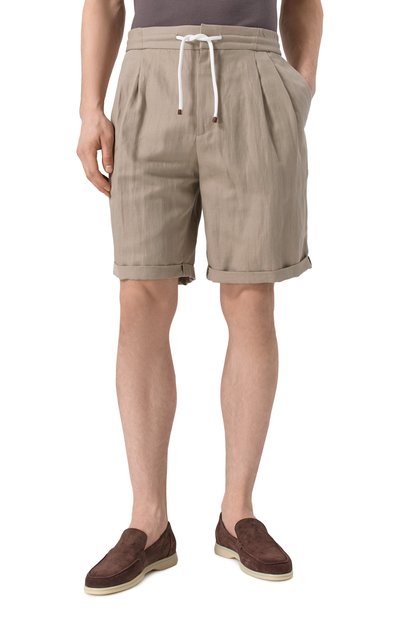 Шорты изо льна и хлопка BRUNELLO CUCINELLI, арт. MH255U0020, фото 3