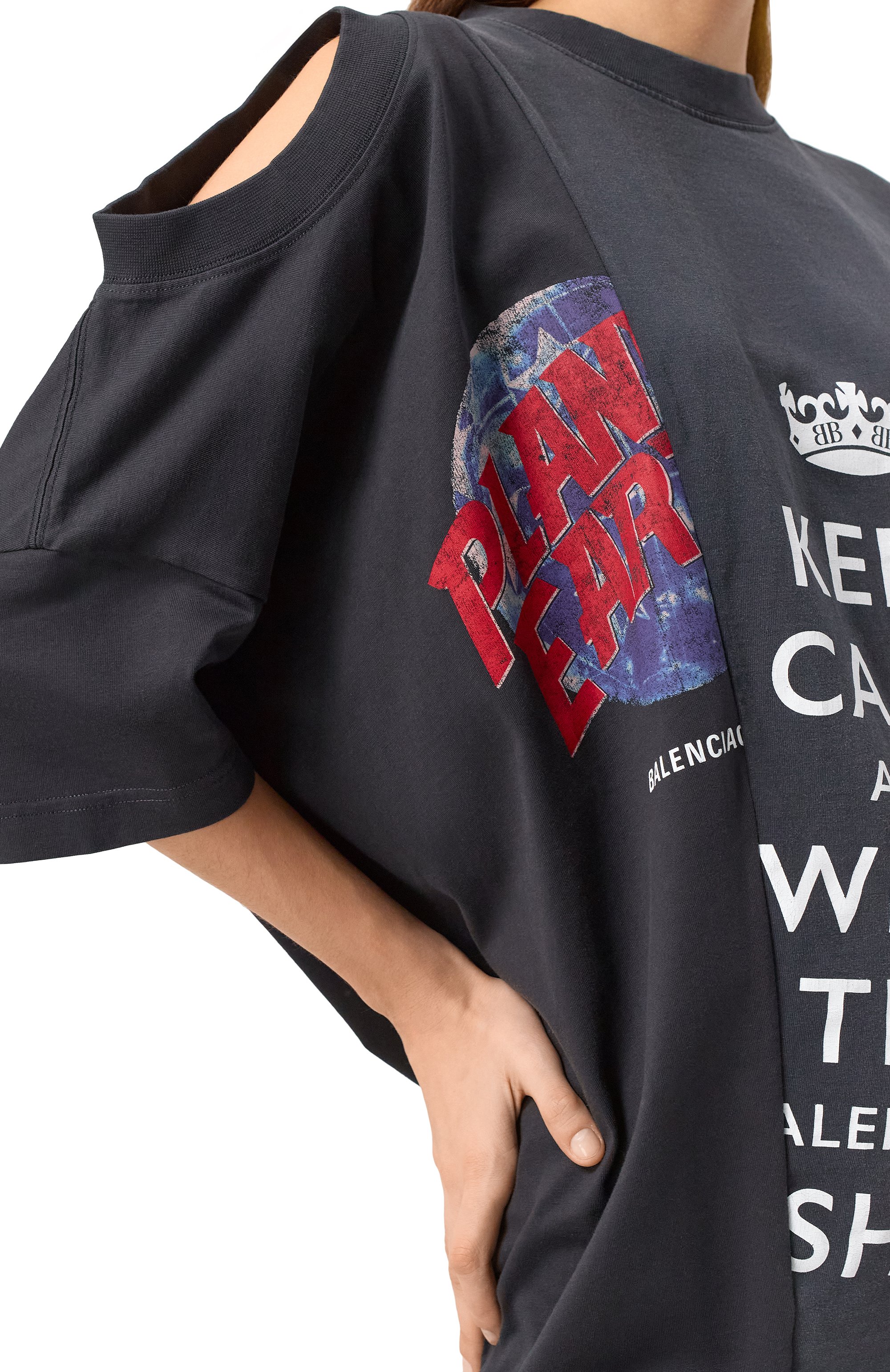 Хлопковая футболка BALENCIAGA серого цвета по цене 141500 руб., арт. 808414/TRVH8, фото 5 Хлопковая футболка BALENCIAGA, арт. 808414/TRVH8, фото 5