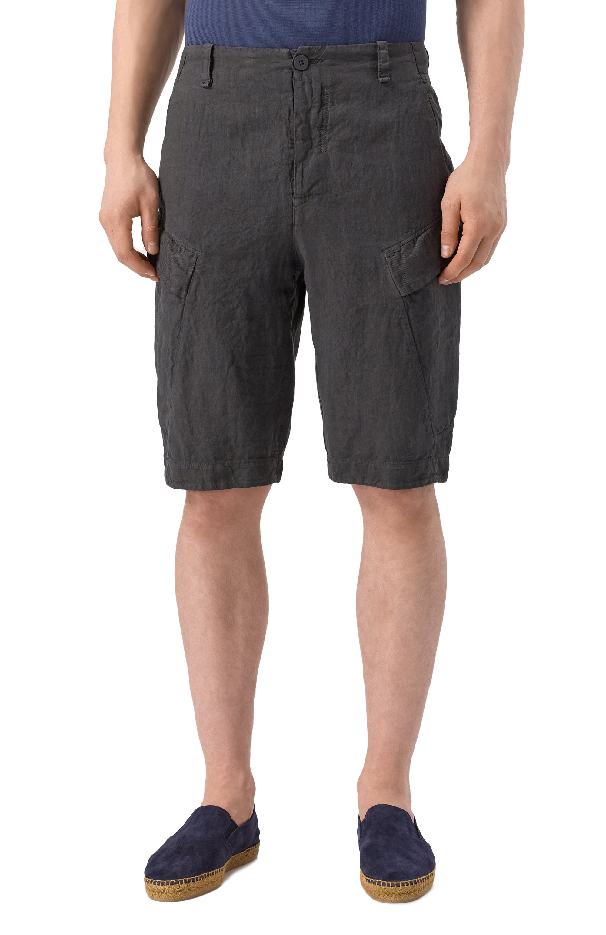 Льняные шорты TRANSIT темно-серого цвета по цене 38450 руб., арт. CFUTRZD133, фото 3 Льняные шорты TRANSIT, арт. CFUTRZD133, фото 3