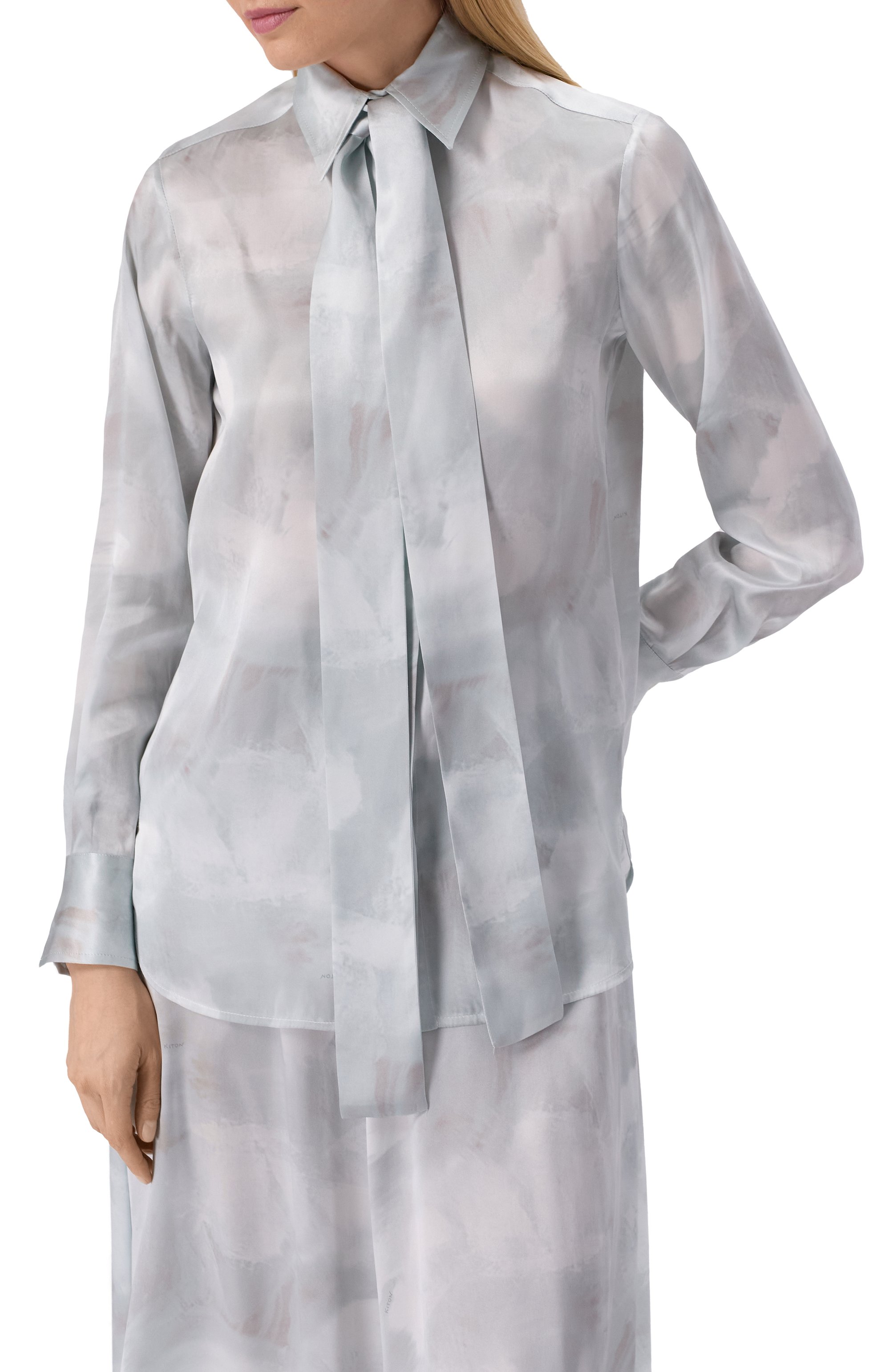 Атласная блузка KITON, арт. D48407K0926E02, фото 3