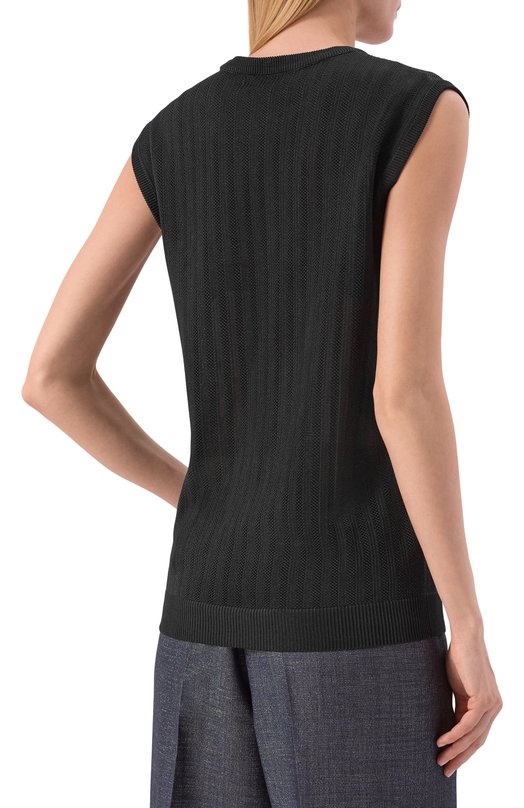 Шелковый топ Kiton D61787K0920 Чёрный  D61787K0920 Фото 4