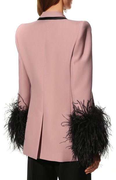 Шерстяной жакет с отделкой перьями GUCCI, арт. 681113/Z8AVY, фото 4