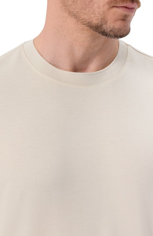 Футболка из лиоцелла и хлопка BOSS 50555102 Кремовый  50555102 Фото 5