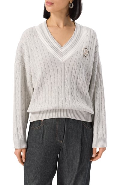 Хлопковый свитер BRUNELLO CUCINELLI, арт. M19756512, фото 3