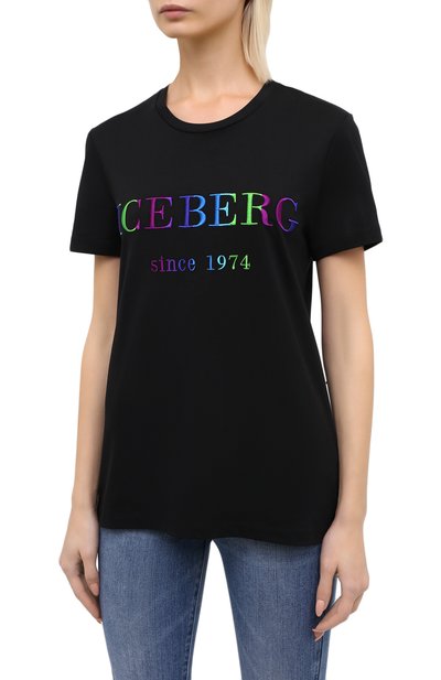 Хлопковая футболка ICEBERG черного цвета по цене 9950 руб., арт. 20I I2P0/F09A/6301, фото 3 Хлопковая футболка ICEBERG, арт. 20I I2P0/F09A/6301, фото 3