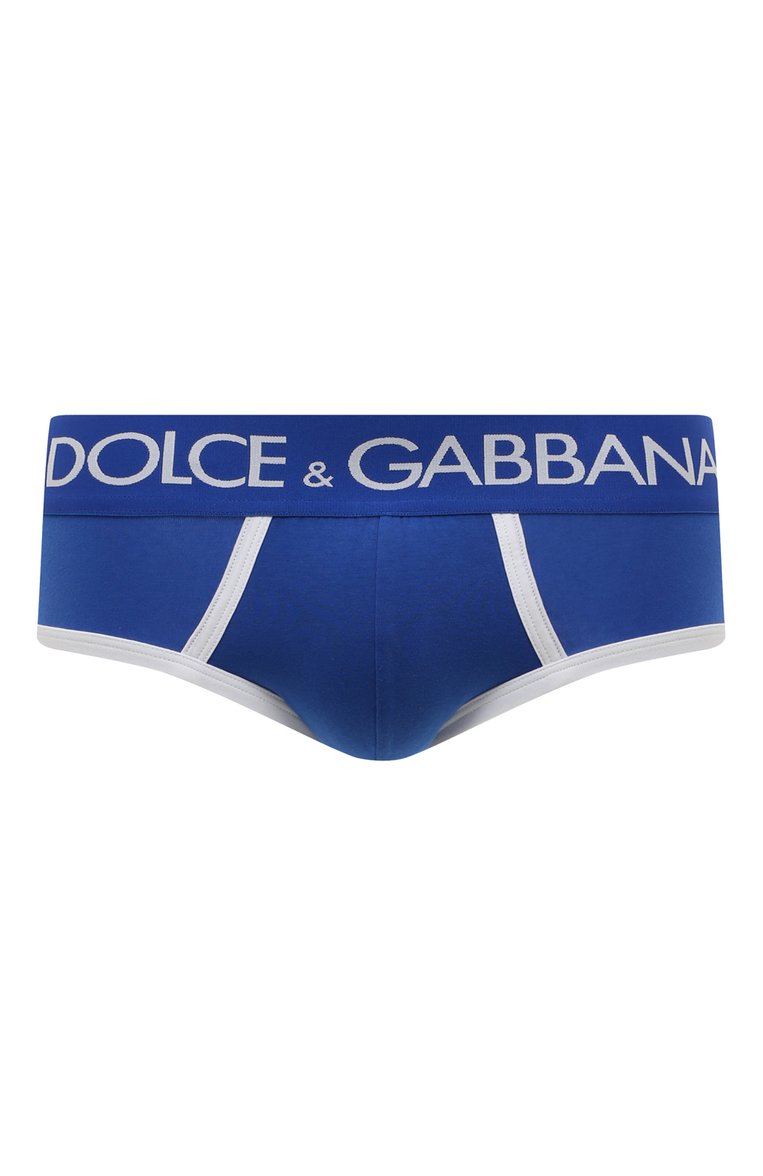 Мужские хлопковые брифы DOLCE & GABBANA синего цвета, арт. M3E79J/0UAIG | Фото 1 (Материал сплава: Проставлено; Материал внешний: Хлопок; Нос: Не проставлено; Кросс-КТ: бельё; Мужское Кросс-КТ: Трусы; Трусы М: Хипсы)