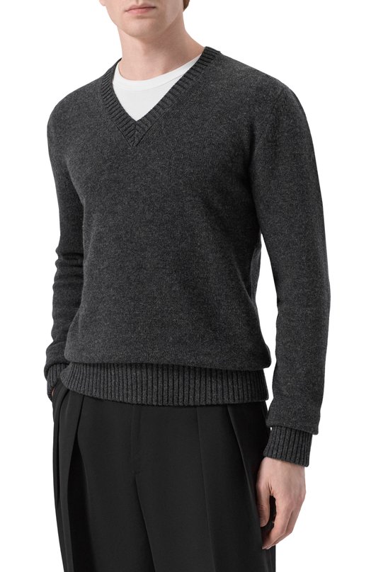 Шерстяной пуловер Dolce & Gabbana GXY28T/JCVYA Серый  GXY28T/JCVYA Фото 3