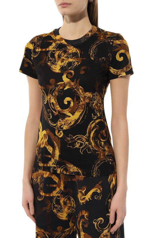 Хлопковая футболка Versace Jeans Couture 76HAH6D8/JS287 Чёрный  76HAH6D8/JS287 Фото 3