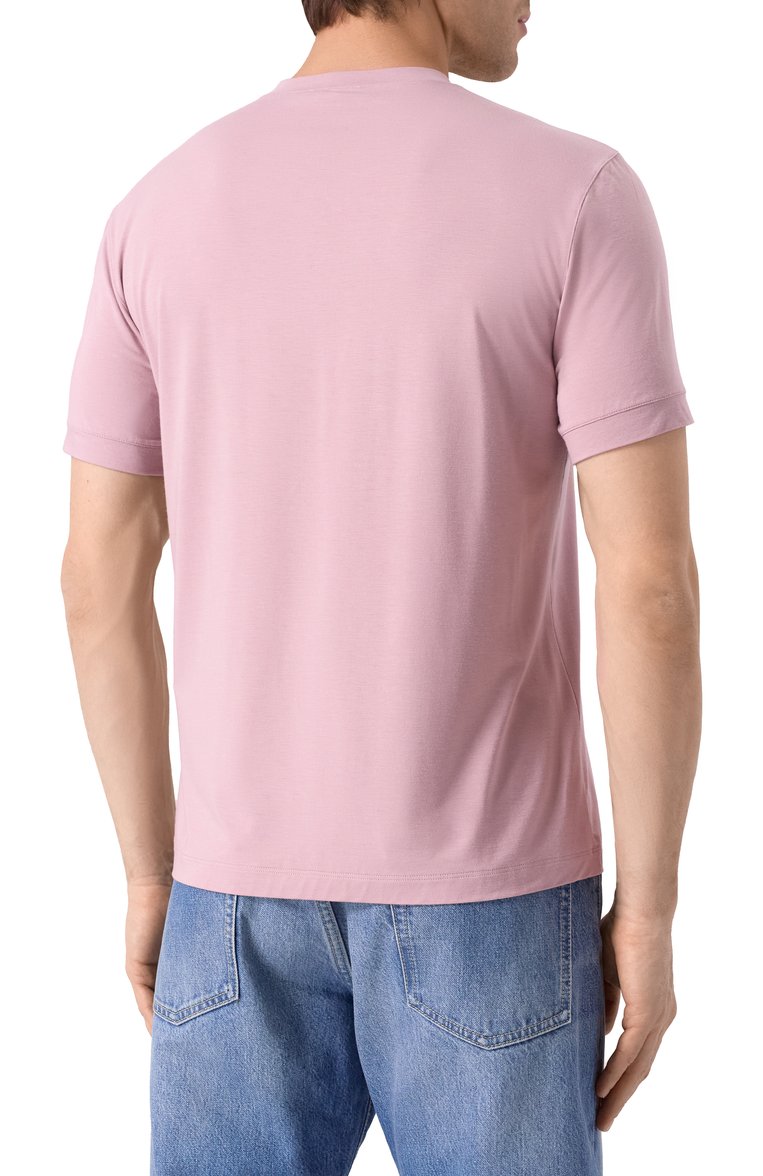 Мужская футболка из вискозы GIORGIO ARMANI розового цвета, арт. 8NST53/SJP4Z | Фото 4 (Рукава: Короткие; Материал внешний: Вискоза; Длина (для топов): Стандартные; Принт: Без принта; Стили: Романтичный, Кэжуэл; Мужское Кросс-КТ: Футболка-одежда; Кросс-КТ: Джерси)
