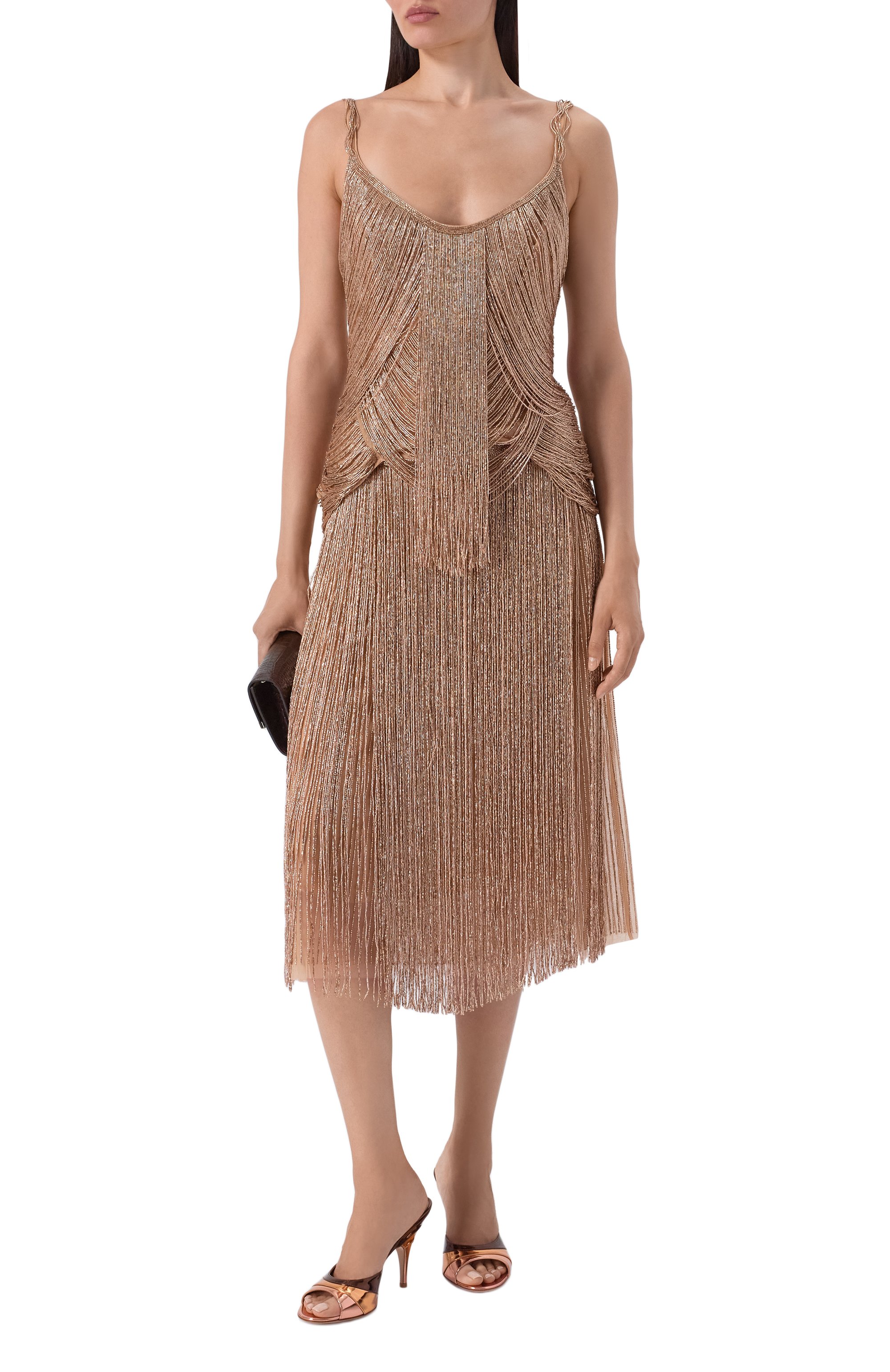 Юбка с отделкой бисером ELIE SAAB золотого цвета по цене 821500 руб., арт. SK325NS26/BE076, фото 2 Юбка с отделкой бисером ELIE SAAB, арт. SK325NS26/BE076, фото 2