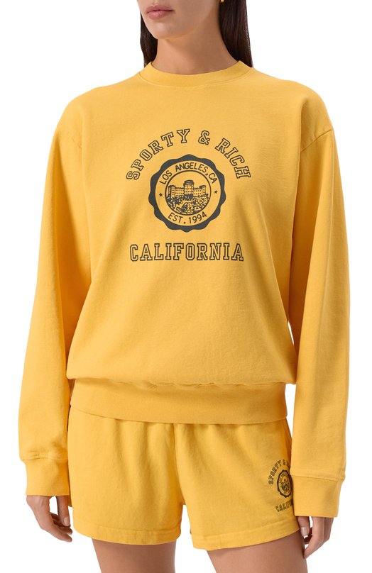 Хлопковый свитшот Sporty and Rich ST0716225080R19 Жёлтый  ST0716225080R19 Фото 3