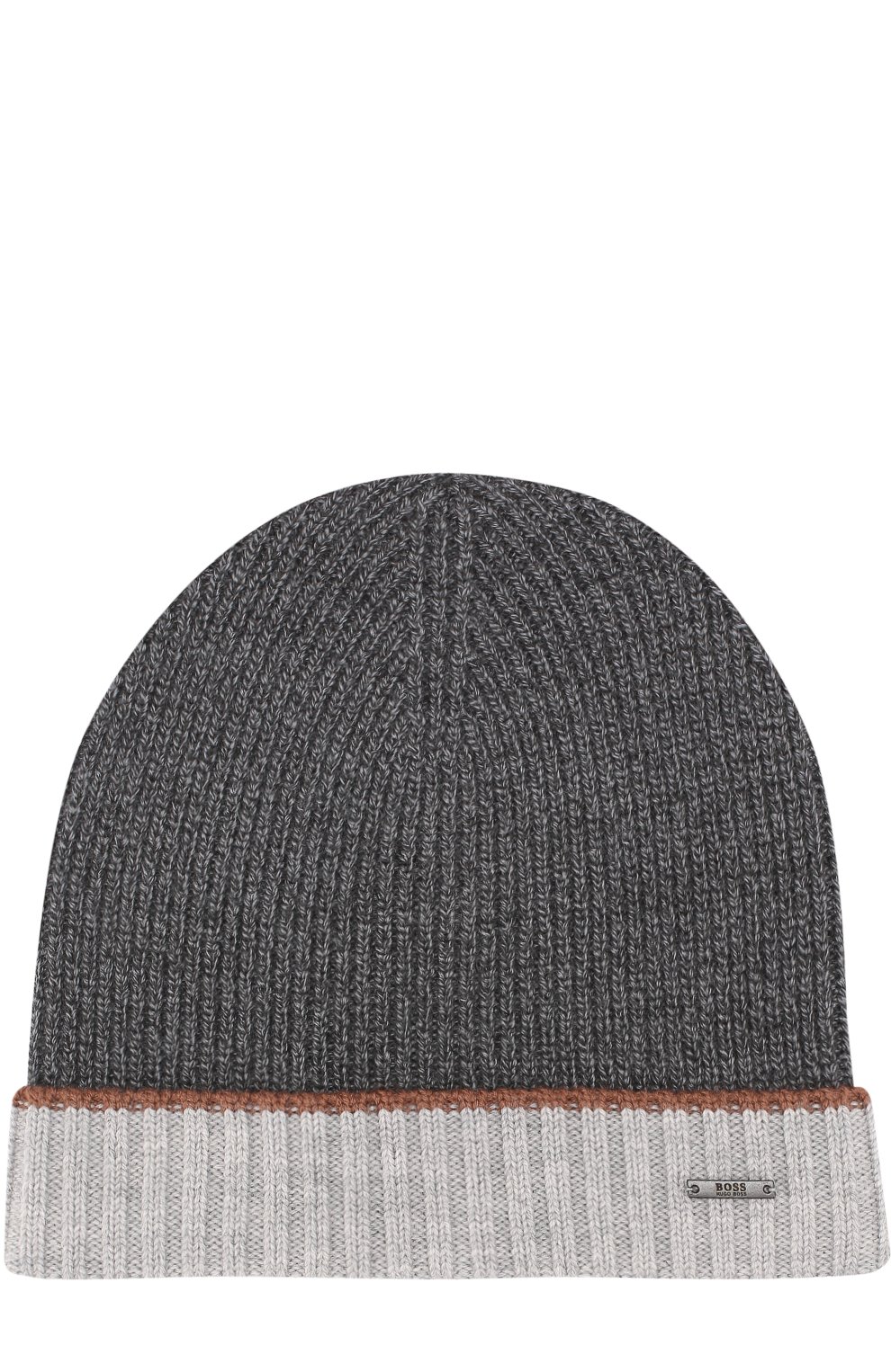 Шерстяная вязаная шапка с контрастным отворотом BOSS, арт. 50373850, фото 1