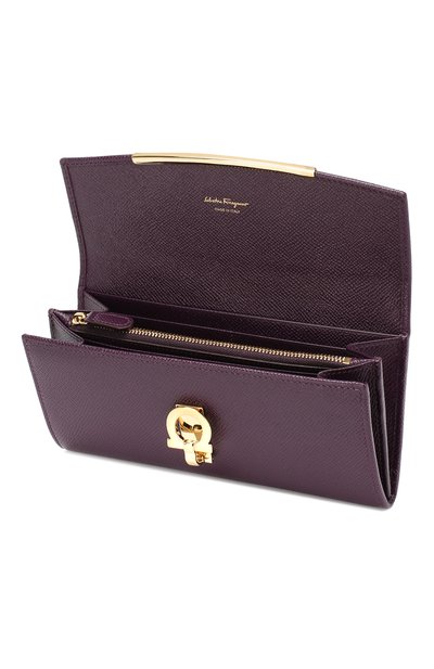 Кожаный кошелек FERRAGAMO фиолетового цвета по цене 56950 руб., арт. Z-0714925, фото 3 Кожаный кошелек FERRAGAMO, арт. Z-0714925, фото 3