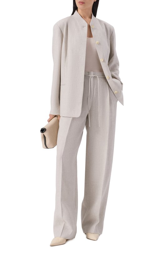 Жакет изо льна и вискозы 12 STOREEZ 137026 Серый  137026 Фото 2