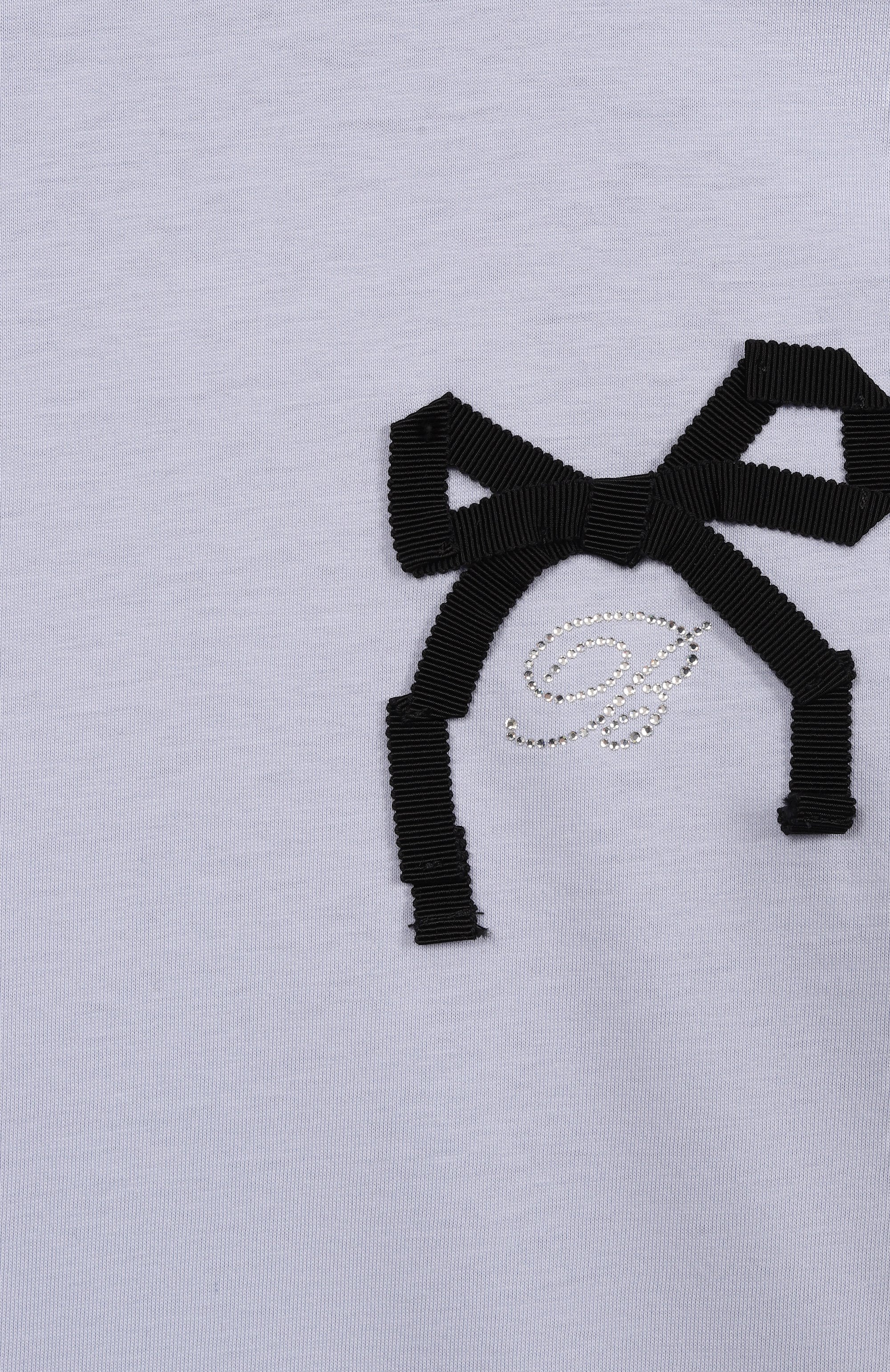 Хлопковая футболка BLUMARINE голубого цвета по цене 9950 руб., арт. BFTS0110/JF054/6-12A, фото 3 Хлопковая футболка BLUMARINE, арт. BFTS0110/JF054/6-12A, фото 3