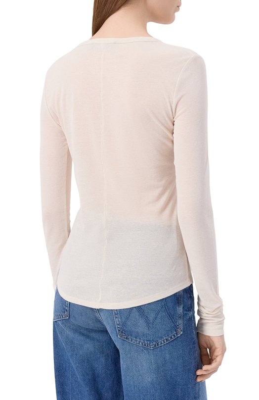 Хлопковый лонгслив Weekend Max Mara VINCITA Кремовый  VINCITA Фото 4
