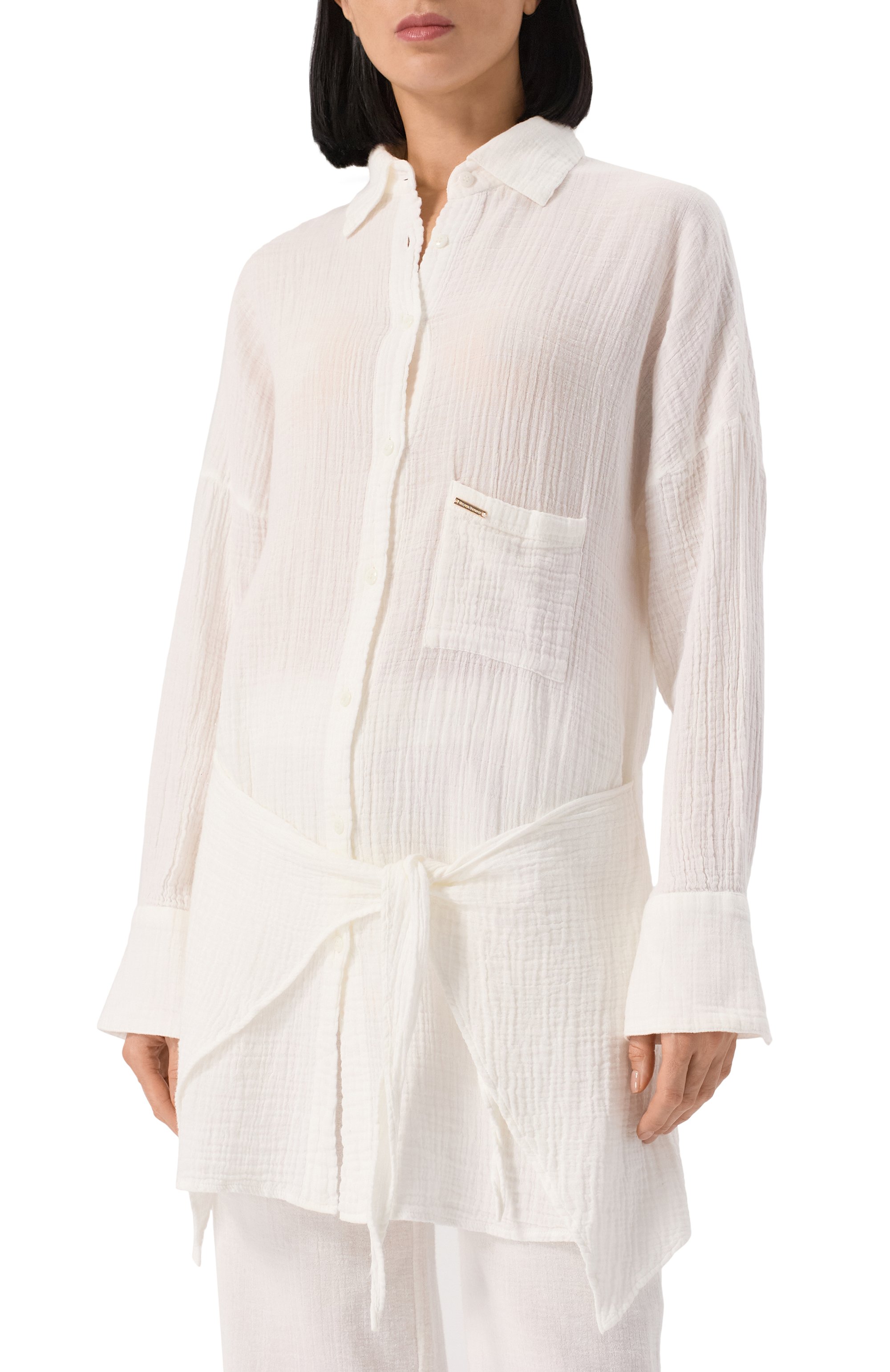 Хлопковая рубашка MELISSA ODABASH белого цвета по цене 37250 руб., арт. SARA CR, фото 3 Хлопковая рубашка MELISSA ODABASH, арт. SARA CR, фото 3