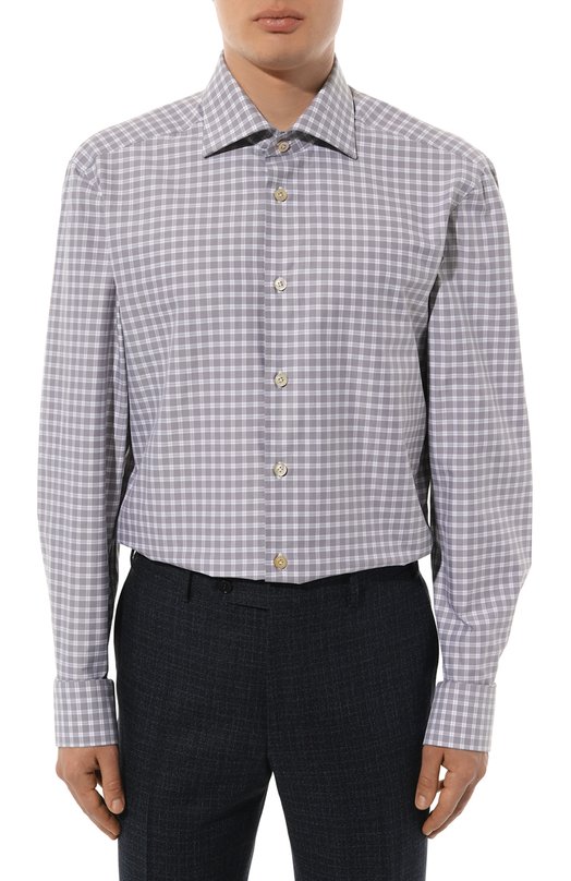 Хлопковая сорочка Kiton UCIH0863711 Серый  UCIH0863711 Фото 4