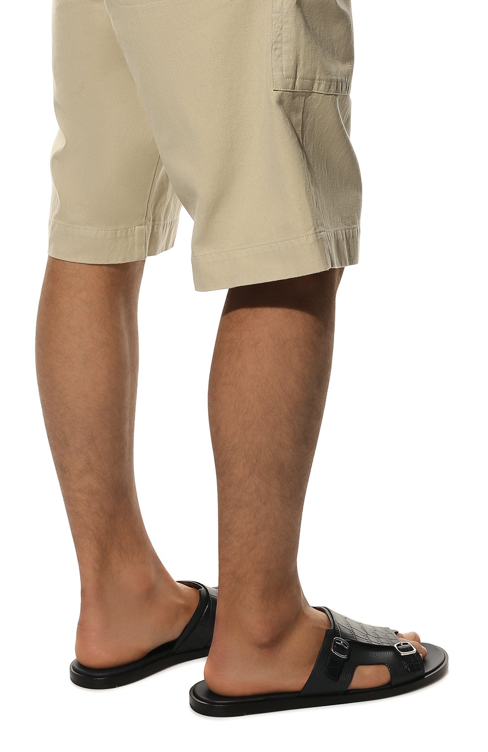 Шлепанцы из кожи аллигатора SANTONI темно-синего цвета по цене 75250 руб., арт. MCEG16723HC6VNEBU60/AMIS, фото 3 Шлепанцы из кожи аллигатора SANTONI, арт. MCEG16723HC6VNEBU60/AMIS, фото 3