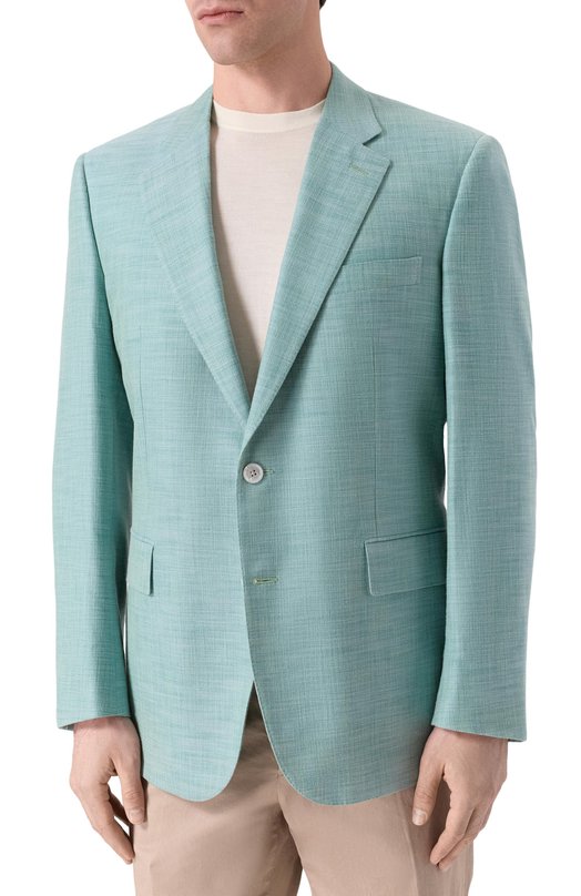 Пиджак из хлопка и шелка Stefano Ricci S1RM432000/CTK01U_001 Зелёный  S1RM432000/CTK01U_001 Фото 4