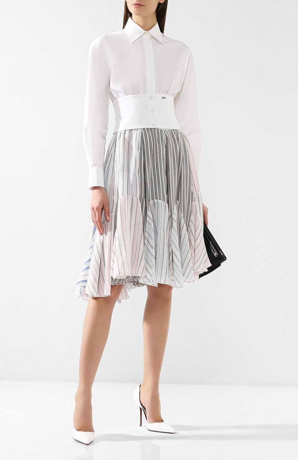 Хлопковая блузка OFF-WHITE белого цвета по цене 46600 руб., арт. 0WGA052R197440740110, фото 2 Хлопковая блузка OFF-WHITE, арт. 0WGA052R197440740110, фото 2