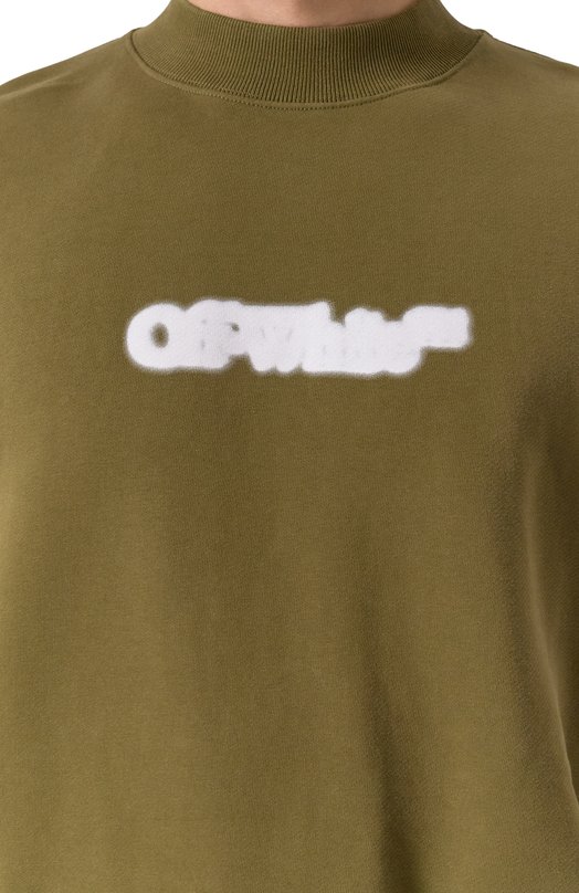 Хлопковый свитшот Off-White 0MBA054S25FLE004 Хаки  0MBA054S25FLE004 Фото 5