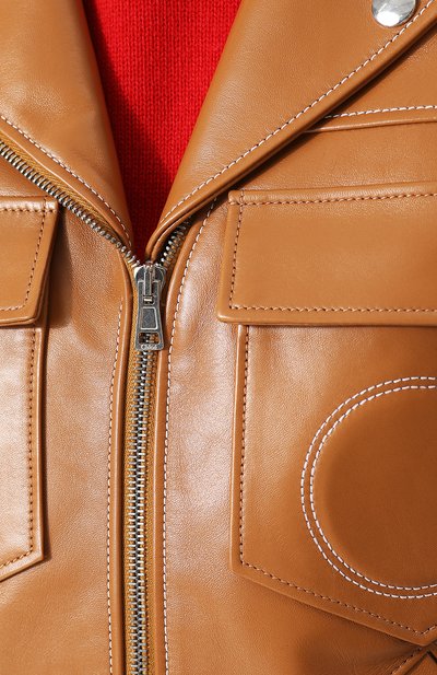 Кожаная куртка с поясом и накладными карманами CHLOÉ, арт. CHC18ACV01208, фото 5