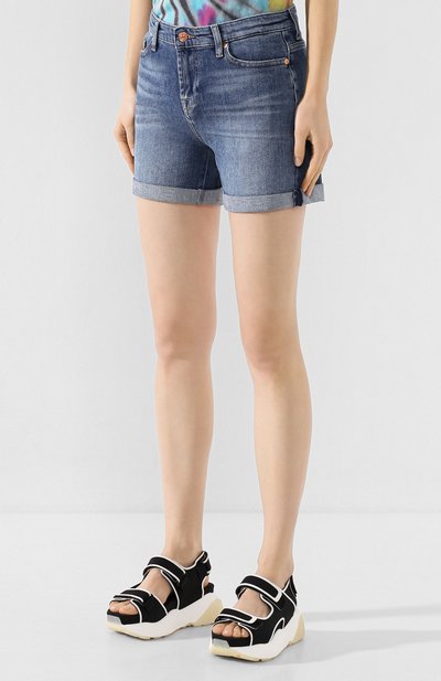 Джинсовые шорты 7 FOR ALL MANKIND синего цвета по цене 11650 руб., арт. JSWUA500MI, фото 3 Джинсовые шорты 7 FOR ALL MANKIND, арт. JSWUA500MI, фото 3