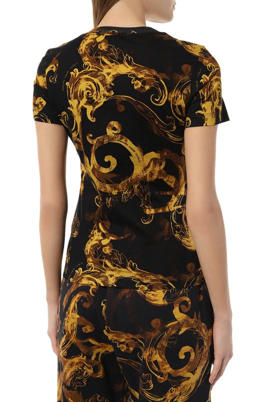 Хлопковая футболка Versace Jeans Couture 76HAH6D8/JS287 Чёрный  76HAH6D8/JS287 Фото 4