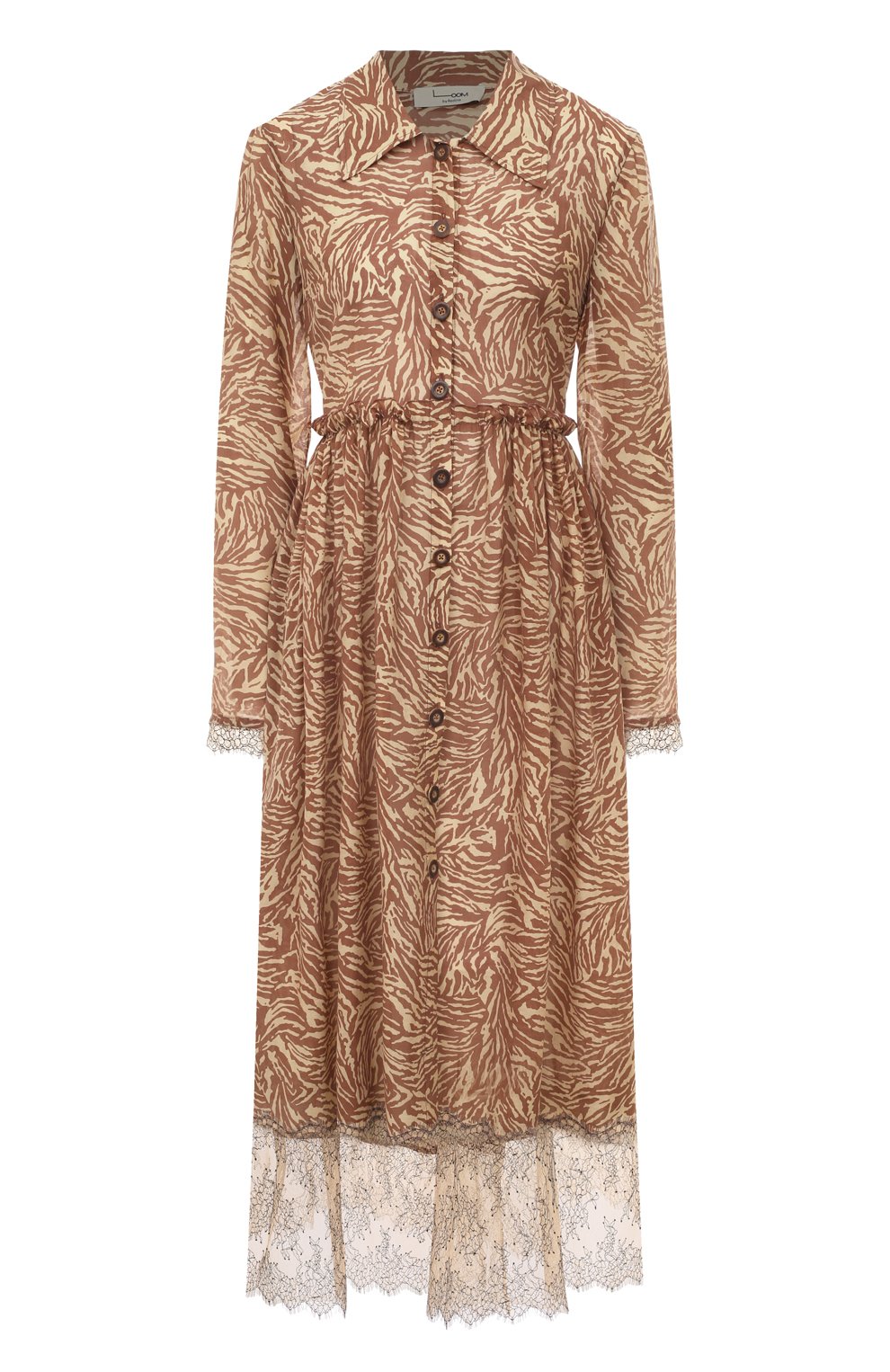 Платье из вискозы LOOM BY RODINA коричневого цвета по цене 43750 руб., арт. LBR-DRZE, фото 1 Платье из вискозы LOOM BY RODINA, арт. LBR-DRZE, фото 1