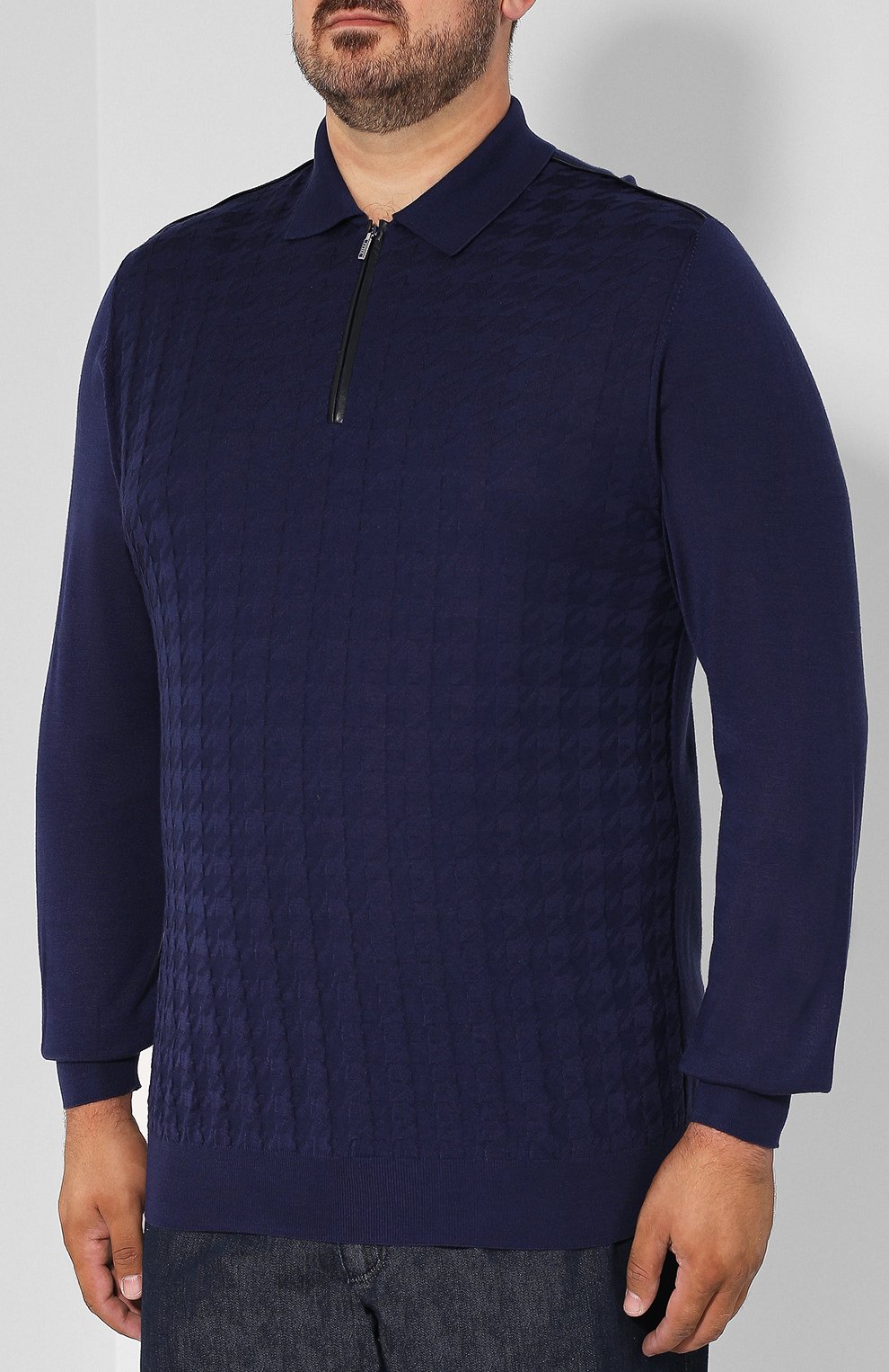 Поло с длинными рукавами из смеси кашемира и шелка ZILLI, арт. MBQ-PZ032-PIED1/ML01, фото 3