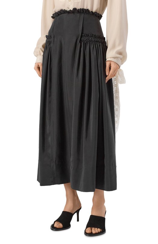 Шелковая юбка Ann Demeulemeester B0014011/FA731 Чёрный  B0014011/FA731 Фото 3