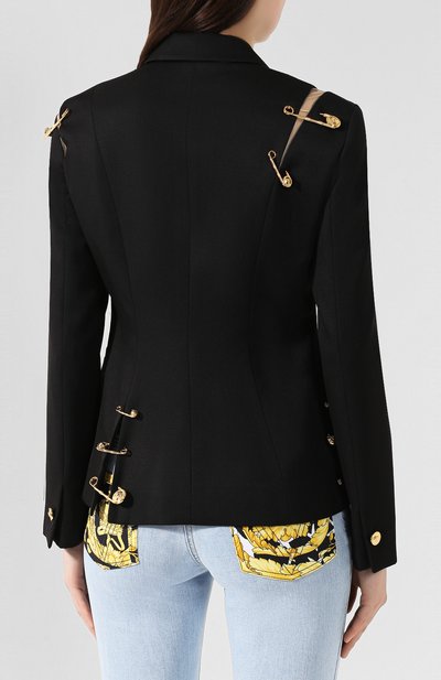 Шерстяной жакет VERSACE черного цвета по цене 346000 руб., арт. A83527/A220850, фото 4 Шерстяной жакет VERSACE, арт. A83527/A220850, фото 4