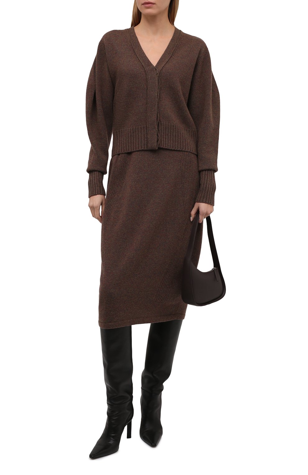 Юбка из шерсти и кашемира LOW CLASSIC коричневого цвета по цене 34250 руб., арт. L0W21FW_KN06BR, фото 2 Юбка из шерсти и кашемира LOW CLASSIC, арт. L0W21FW_KN06BR, фото 2