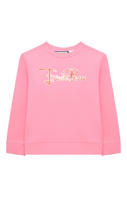 Детский хлопковый свитшот EMILIO PUCCI розового цвета, арт. 9O4010 | Фото 1 (Материал внешний: Хлопок; Рукава: Длинные; Региональные ограничения белый список (Axapta Mercury): RU; Девочки Кросс-КТ: Свитшот-одежда; Ростовка одежда: 10 - 11 лет | 140 - 146см, 4 года | 104 см, 6 лет | 116 см, 8 лет | 128 см)