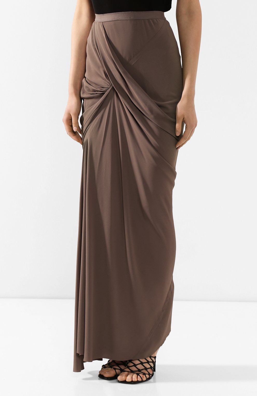 Юбка-макси RICK OWENS серого цвета по цене 54000 руб., арт. RP20S1330/CC, фото 3 Юбка-макси RICK OWENS, арт. RP20S1330/CC, фото 3