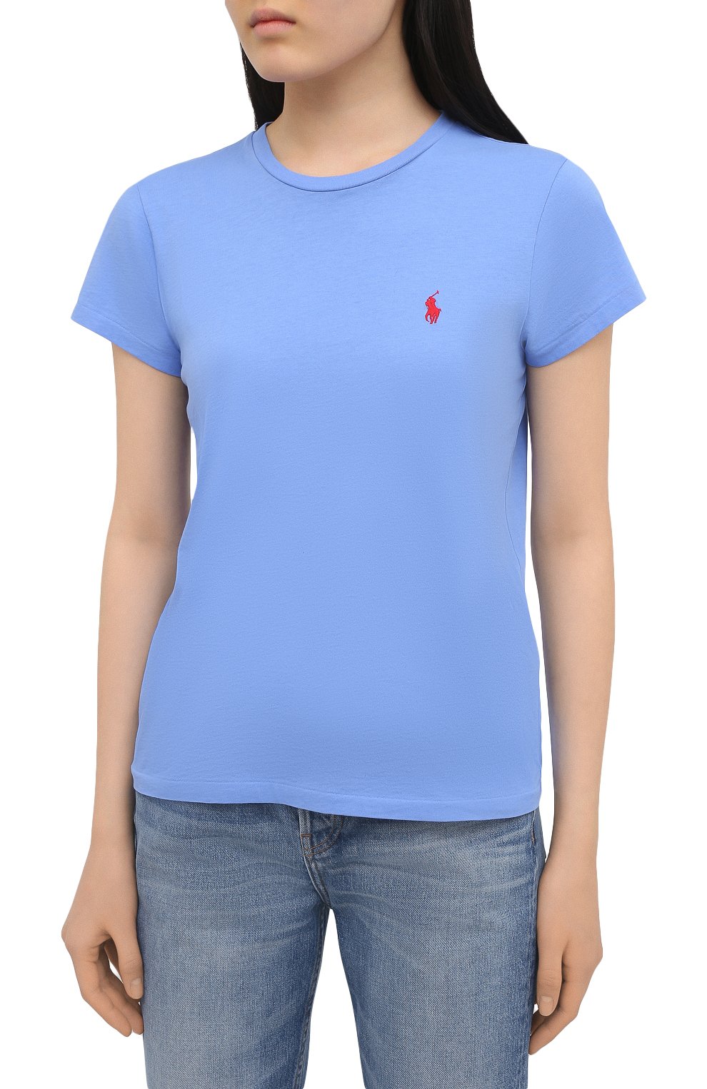 Хлопковая футболка POLO RALPH LAUREN синего цвета по цене 8590 руб., арт. 211734144, фото 3 Хлопковая футболка POLO RALPH LAUREN, арт. 211734144, фото 3