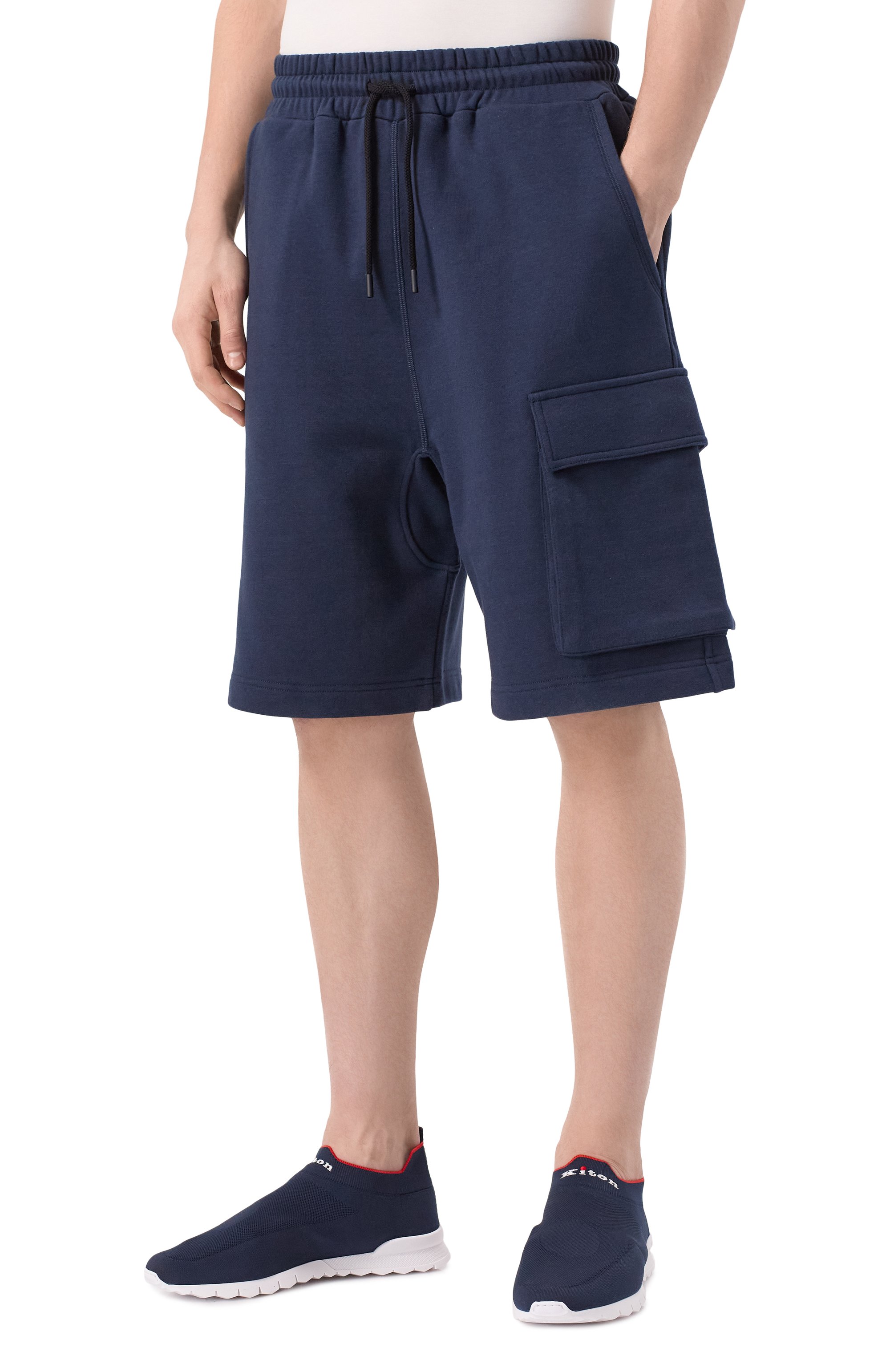 Хлопковые шорты KITON темно-синего цвета по цене 83050 руб., арт. UMM063301, фото 3 Хлопковые шорты KITON, арт. UMM063301, фото 3