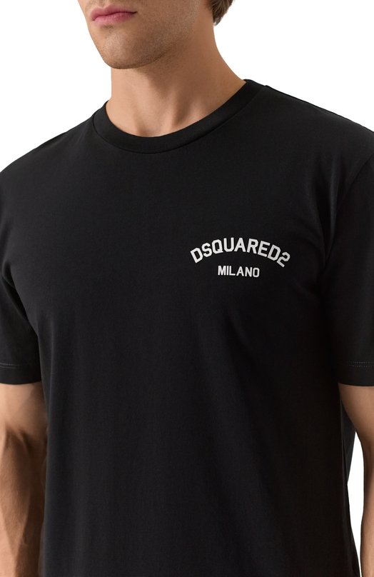 Хлопковая футболка Dsquared2 S74GD1477/D20020 Чёрный  S74GD1477/D20020 Фото 5