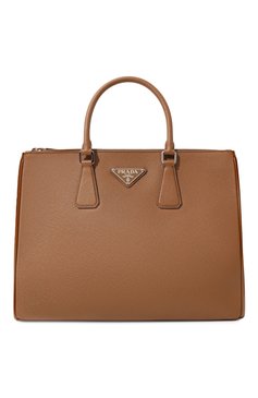 Мужская кожаная сумка-тоут PRADA коричневого цвета, арт. 2VG061-2FAD-F0401-OOF | Фото 1 (Размер: large; Ремень/цепочка: На ремешке; Материал сплава: Проставлено; Драгоценные камни: Проставлено; Материал: Натуральная кожа)