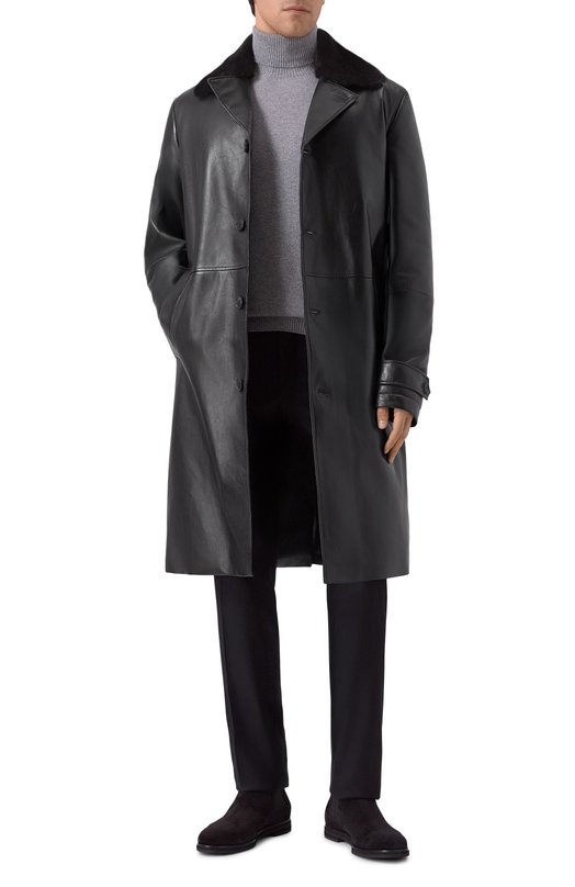 Кожаное пальто с воротником из норки MVST M25.1PM.C003 Чёрный  M25.1PM.C003 Фото 2