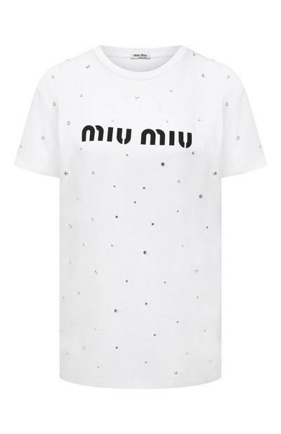Женская хлопковая футболка MIU MIU, арт. MJN240-1XE1-F0009
