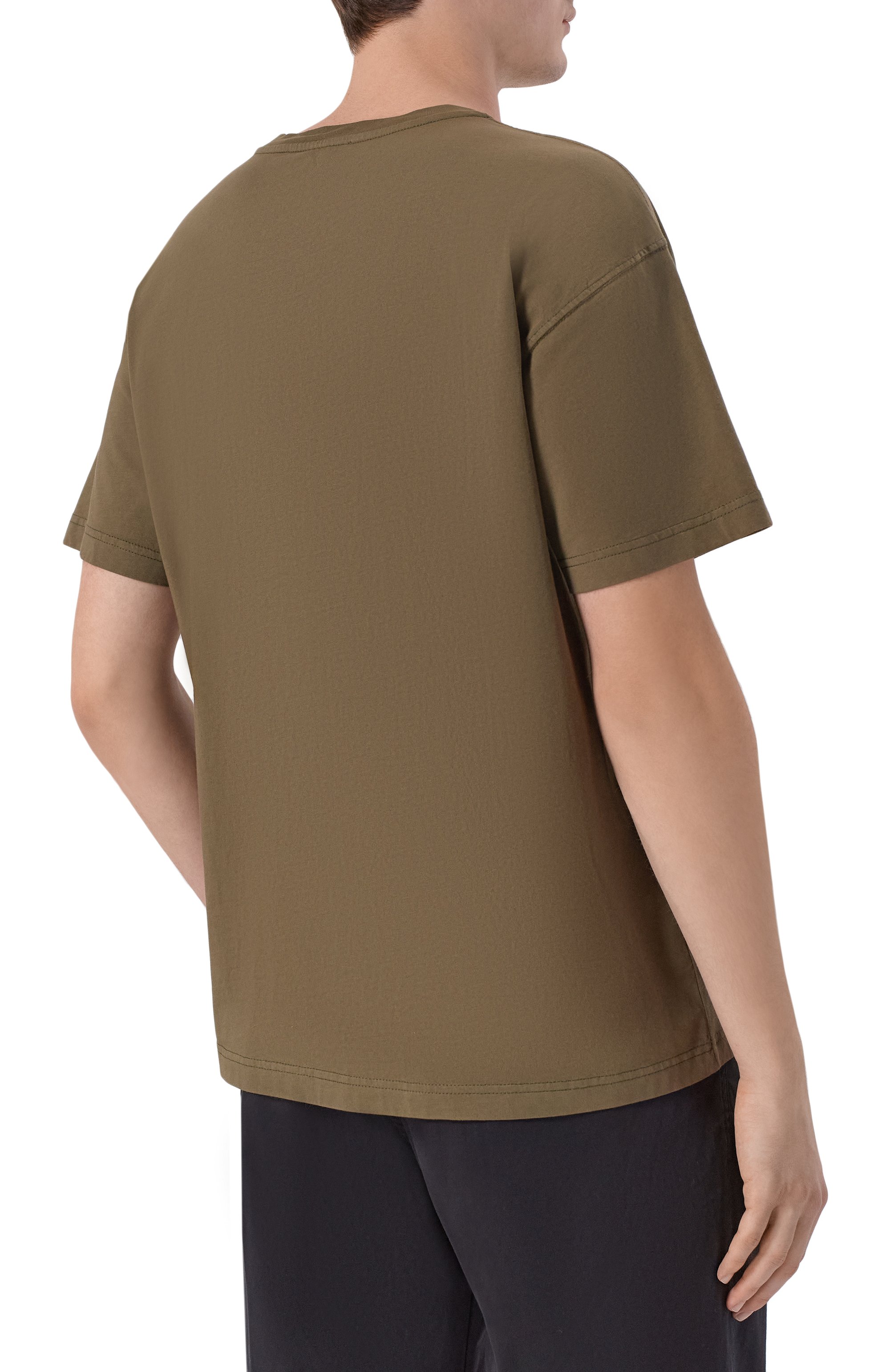 Хлопковая футболка DIESEL хаки цвета по цене 10550 руб., арт. A19995/0LJBS, фото 4 Хлопковая футболка DIESEL, арт. A19995/0LJBS, фото 4