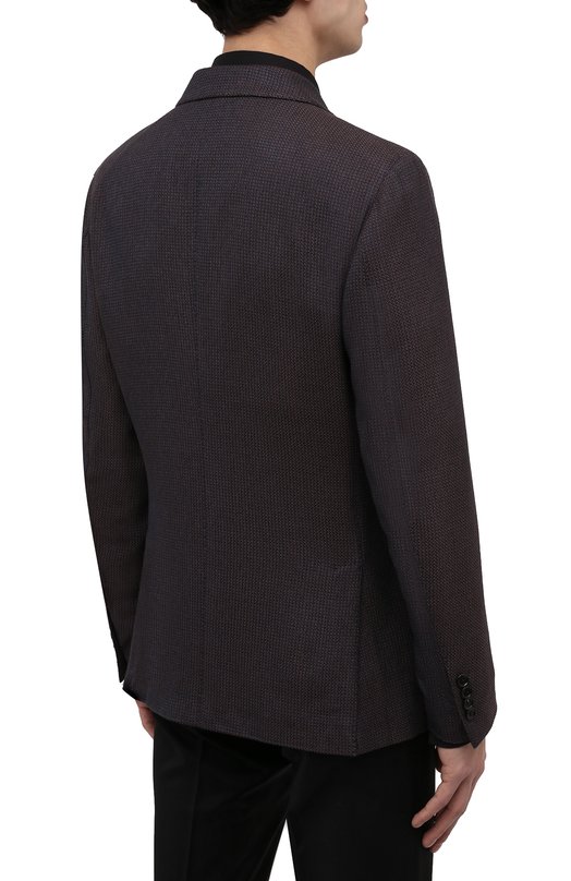 Пиджак из шелка и шерсти Zegna UWC14/TQR Синий  UWC14/TQR Фото 4