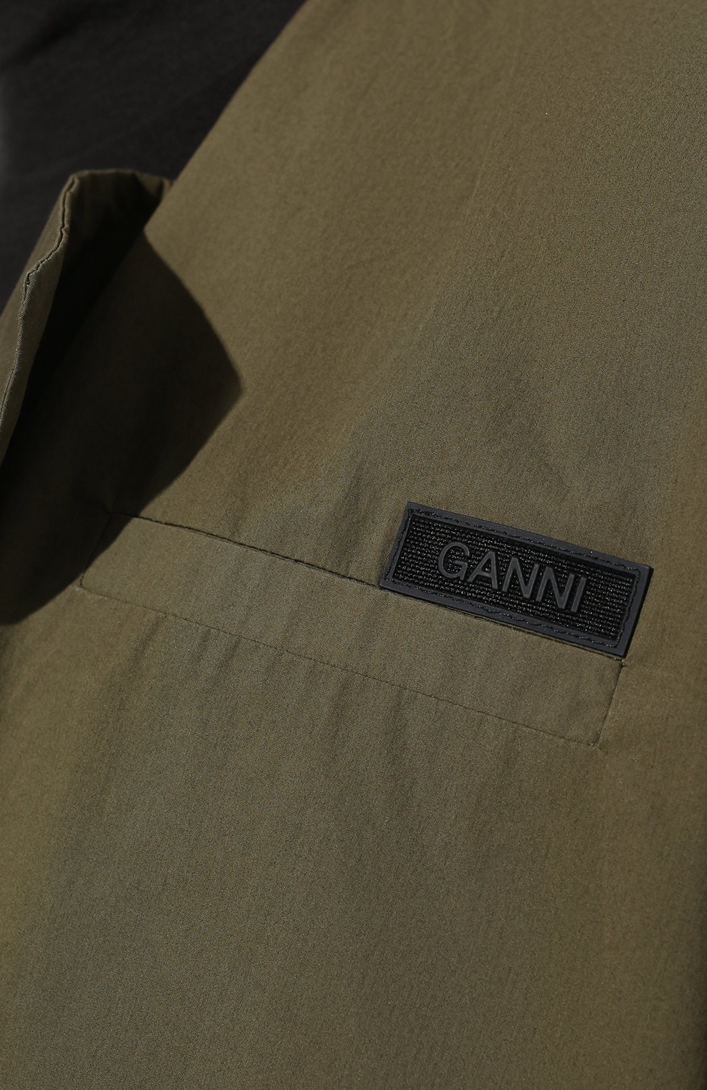 Хлопковый тренч GANNI хаки цвета по цене 56300 руб., арт. F5948, фото 5 Хлопковый тренч GANNI, арт. F5948, фото 5